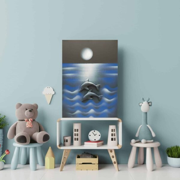 Explore unique, eco-friendly art with dolphin themes for interior design, celebrating the beauty of nature in visually enchanting paintings.