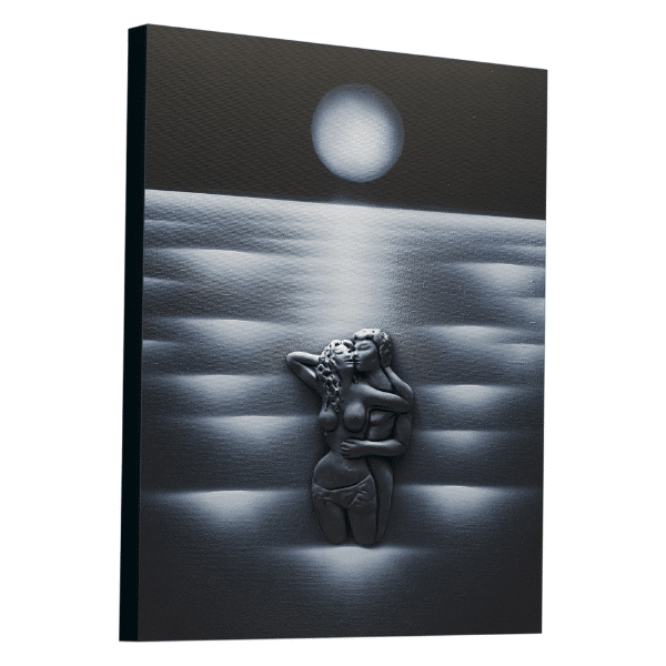 Black and White Wall Art - Quiet Bonding in Lunar Light