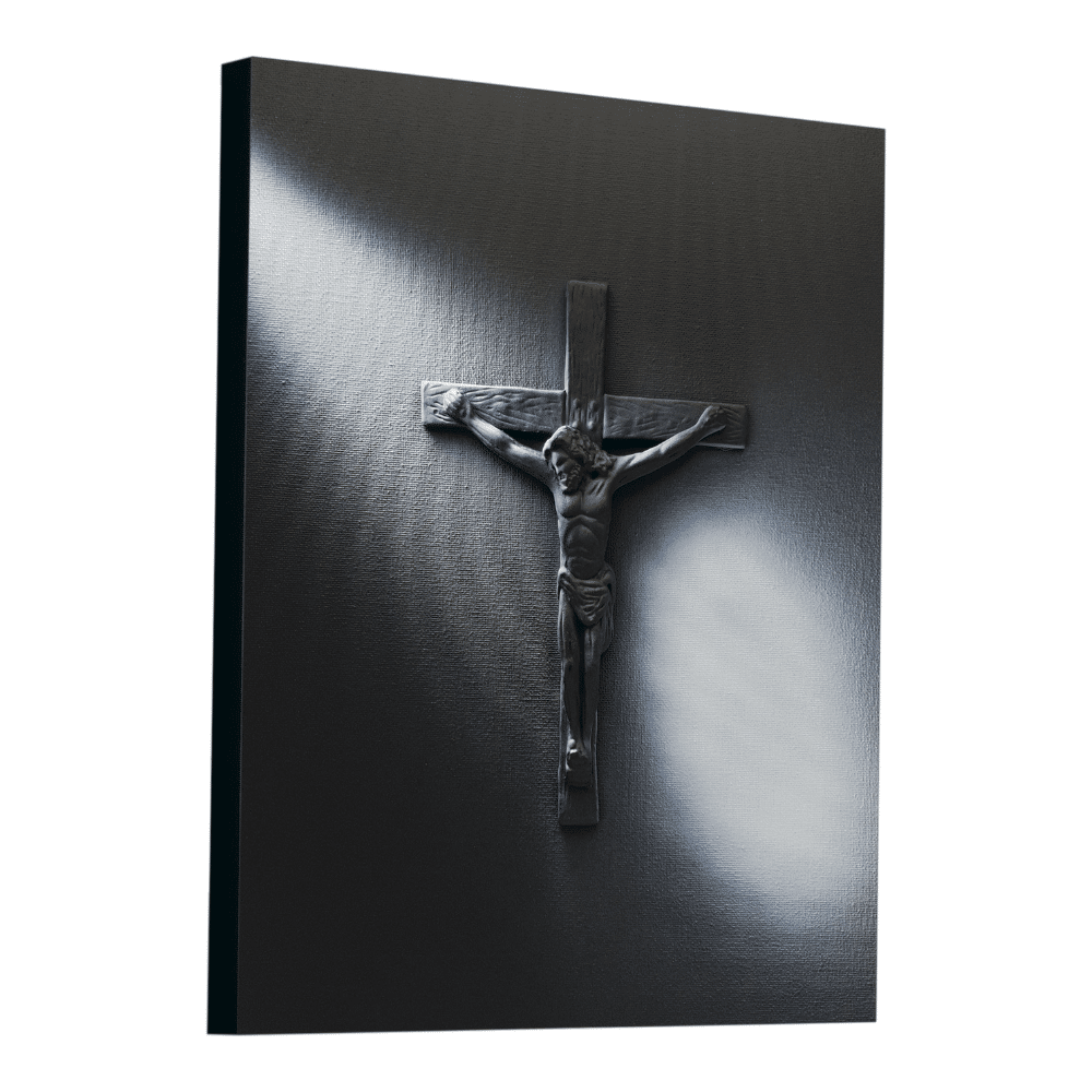 Jesus Cross - Original Sculpture On Canvas Painting, 3D, 12x16inch